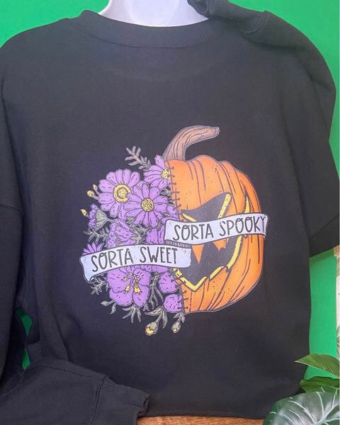 "Sorta Sweet, Sorta Spooky" Long Sleeve Crop Top