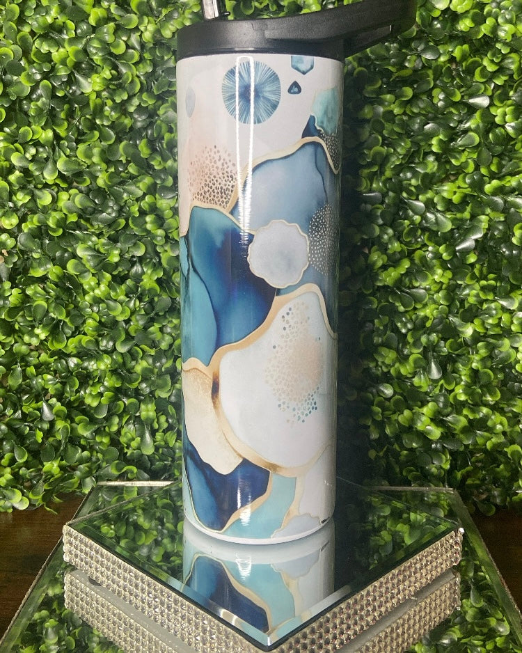 Blue and White Water Bottle