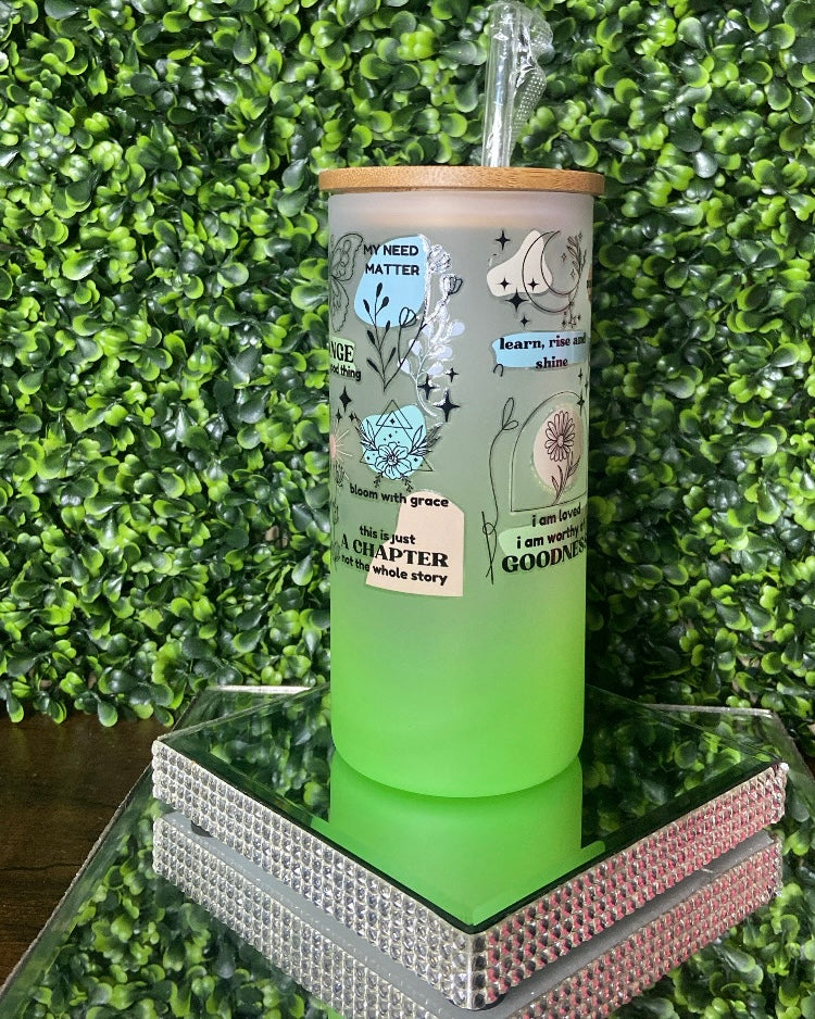 “Daily Reminders” Frosted Can Glass Tumbler