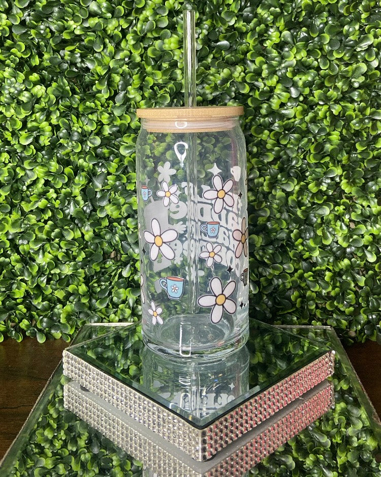 "Half Baddie Half Coffee" Glass Tumbler