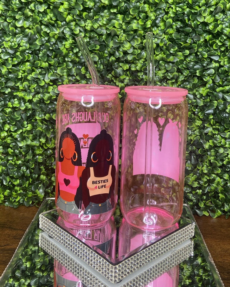“Besties 4life” Glass Tumbler (Only 1 Left)