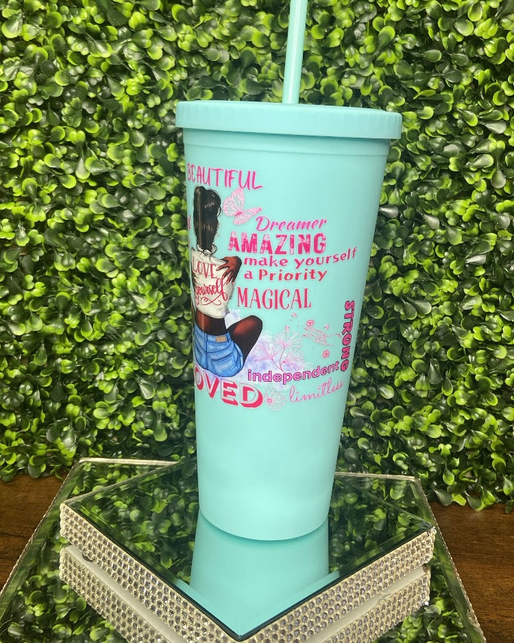 “Love Yourself” Blue Tumbler