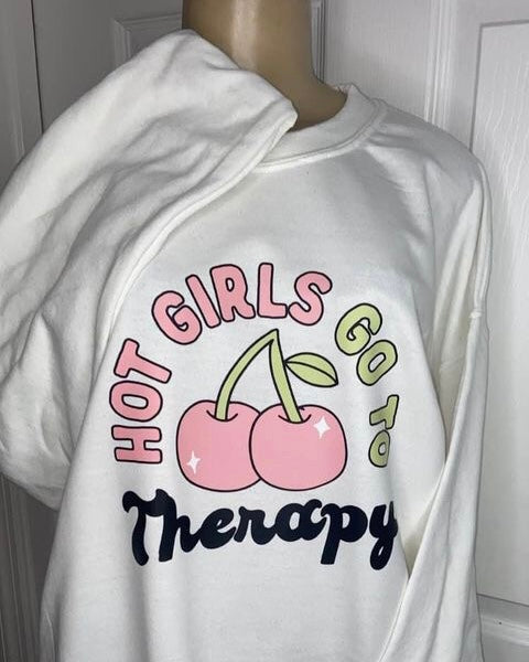 “Hot Girls Go To Therapy” Crewneck Sweatshirt
