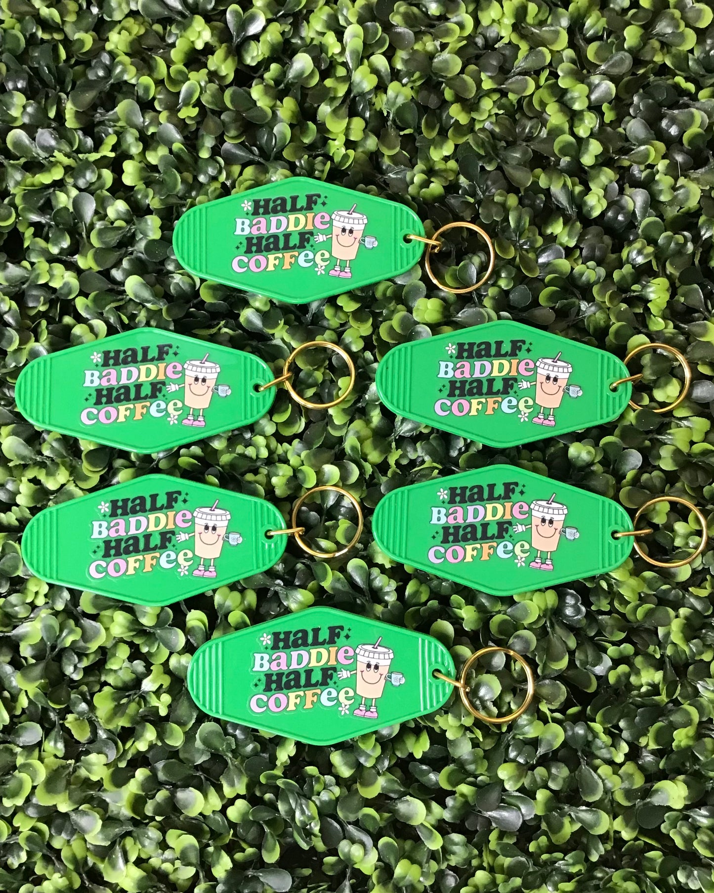 "Half Baddie Half Coffee" Motel Keychain