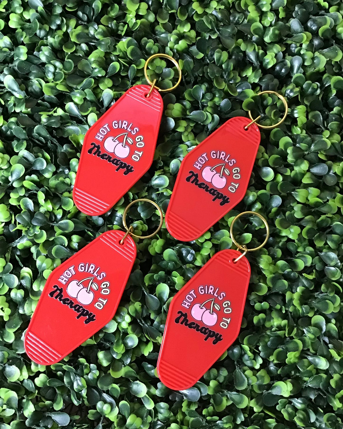 "Hot Girls Go To Therapy" Motel Keychain