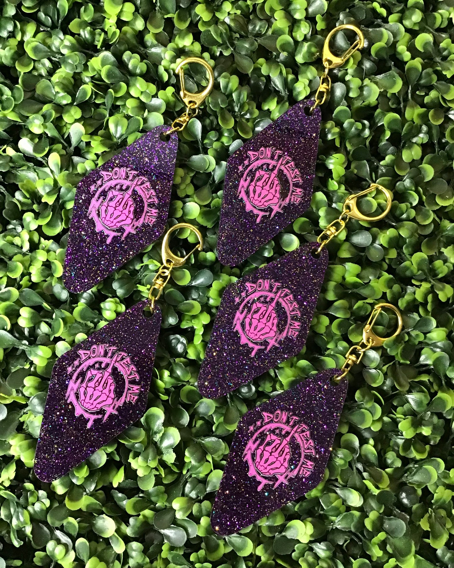 "Don't Test Me" Glitter Keychain