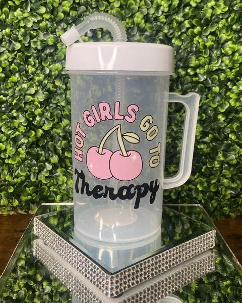 "Hot Girls Go to Therapy" White Jumbo Jug Tumbler