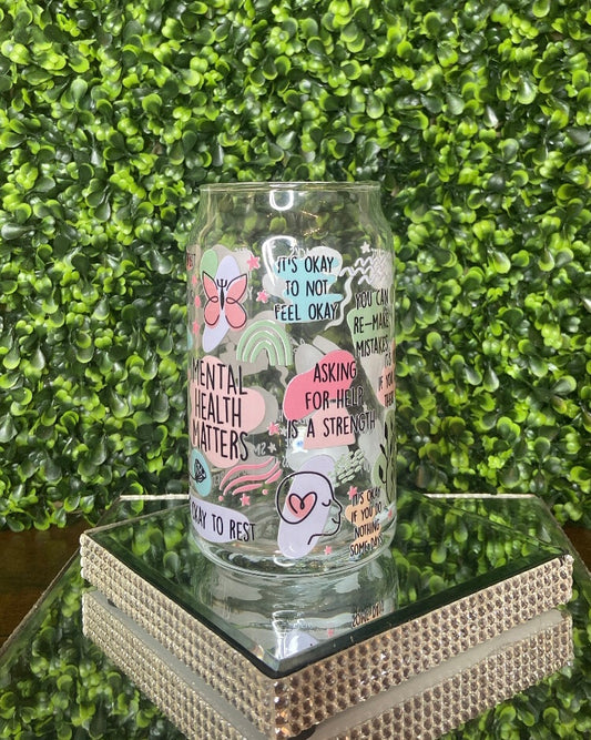 "Mental Health Matters" Glass Tumbler