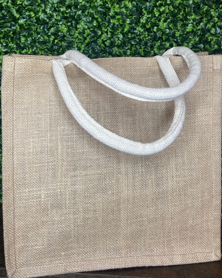 “Self Worth” Jute Canvas Tote Bag