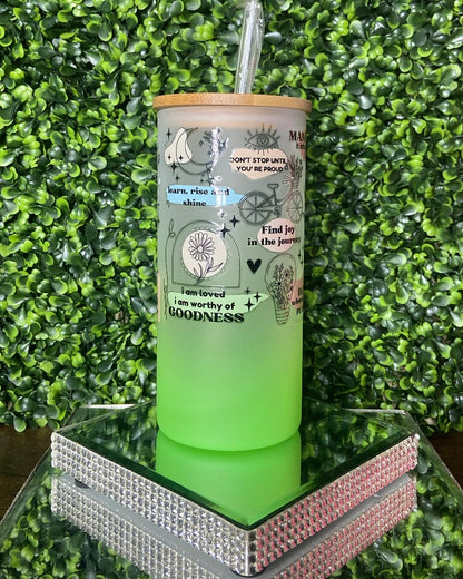 “Daily Reminders” Frosted Can Glass Tumbler