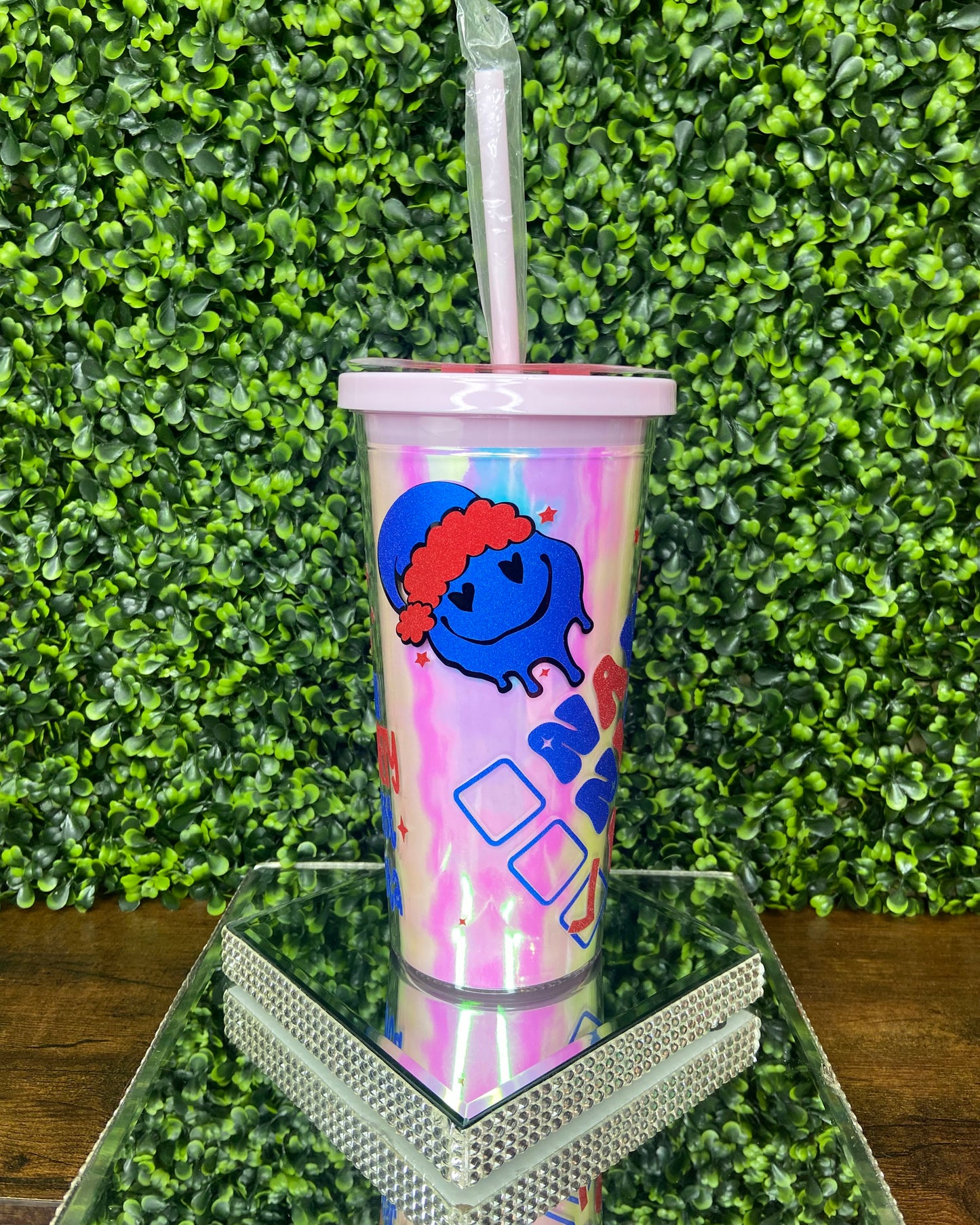 "Naughty Nice Anxious" Holographic Tumbler