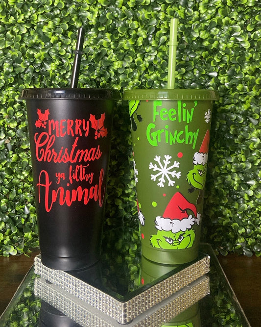 Christmas Grinchy Themed Tumblers