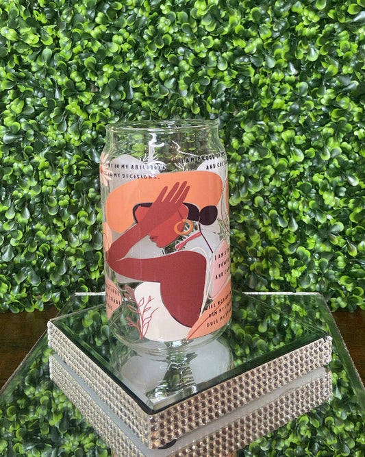 "I Am Worthy of Love & Respect" Glass Tumbler