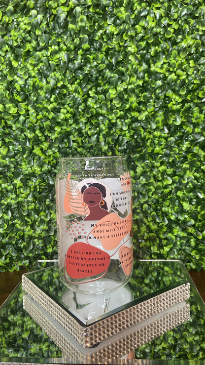 "I Am Worthy of Love & Respect" Glass Tumbler