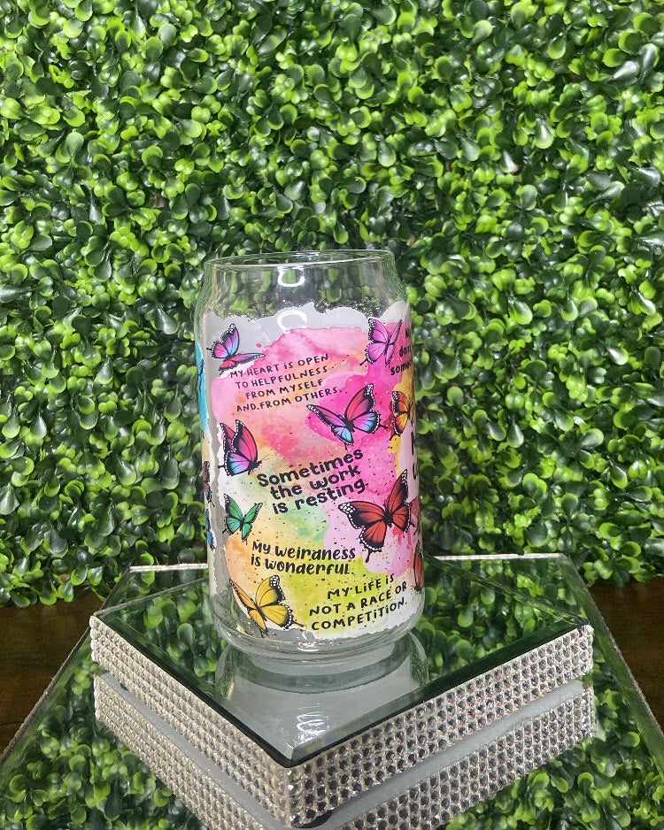 "My Positive Words For Life" Glass Tumbler