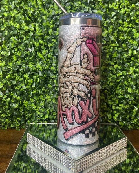 "Anxiety On" Off Switch Glitter Tumbler