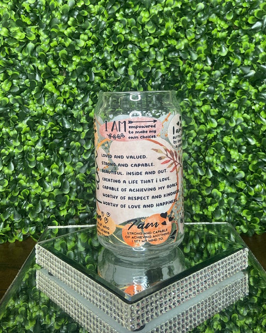 "I Am Empowered" Glass Tumbler