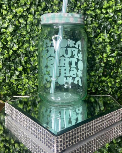 "Fuck This Shit" Blue Glass Tumbler