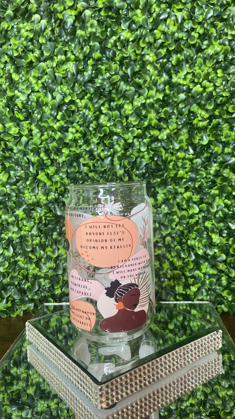 "I Am Worthy of Love & Respect" Glass Tumbler