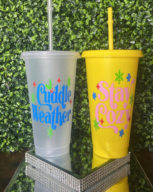 “Cuddle Weather / Stay Cozy” Tumbler