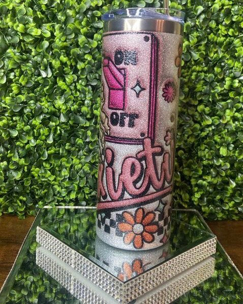 "Anxiety On" Off Switch Glitter Tumbler