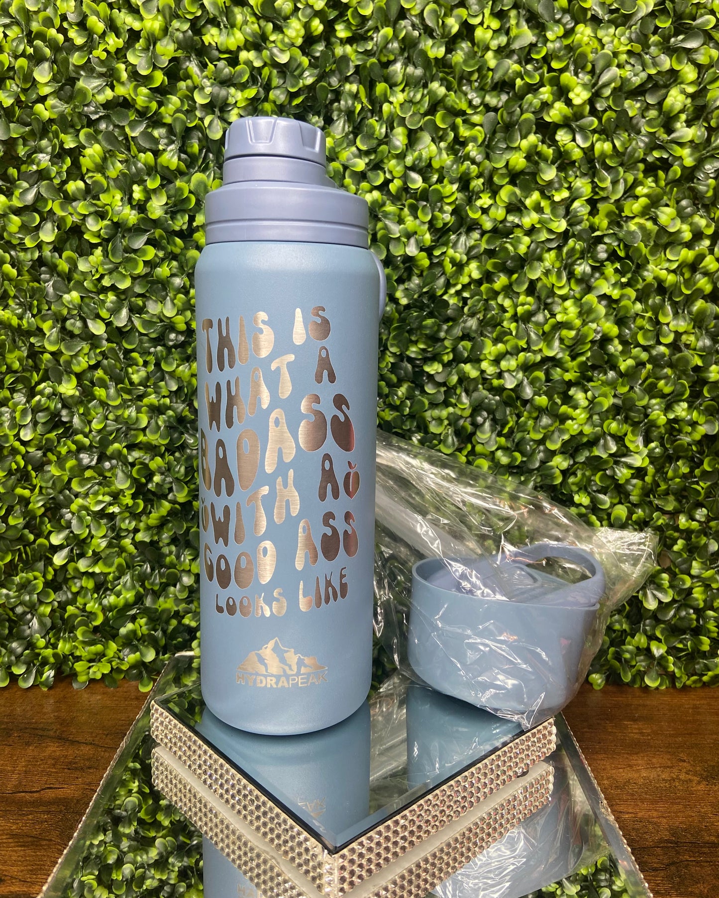 26 Oz “This Is What A Badass Looks Like” Blue Insulated Stainless Steel Hydrapeak Water Bottle