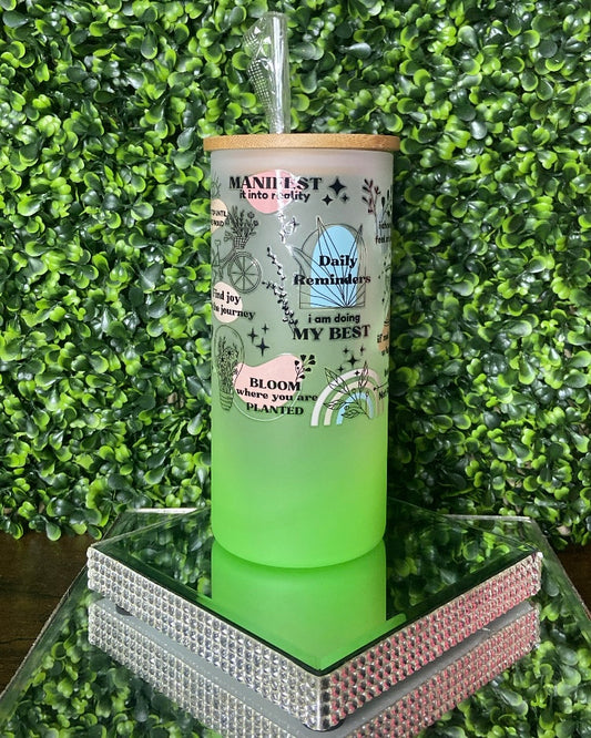 “Daily Reminders” Frosted Can Glass Tumbler