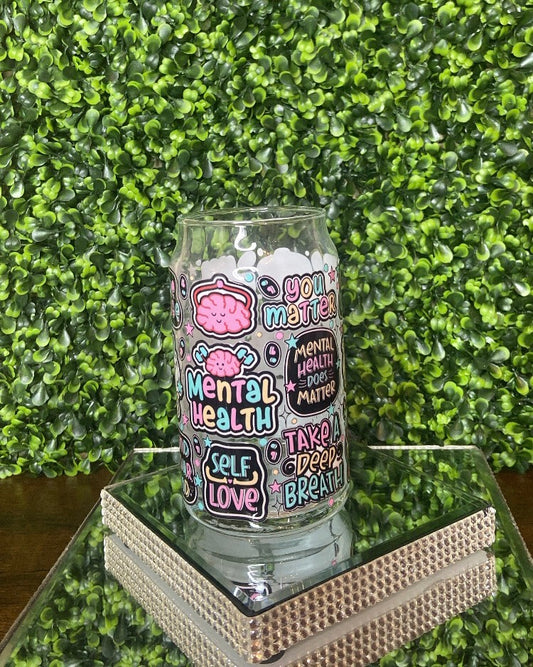 "Mental Health" Glass Tumbler