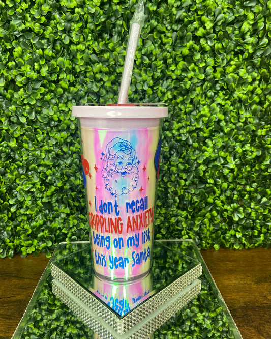 "Naughty Nice Anxious" Holographic Tumbler
