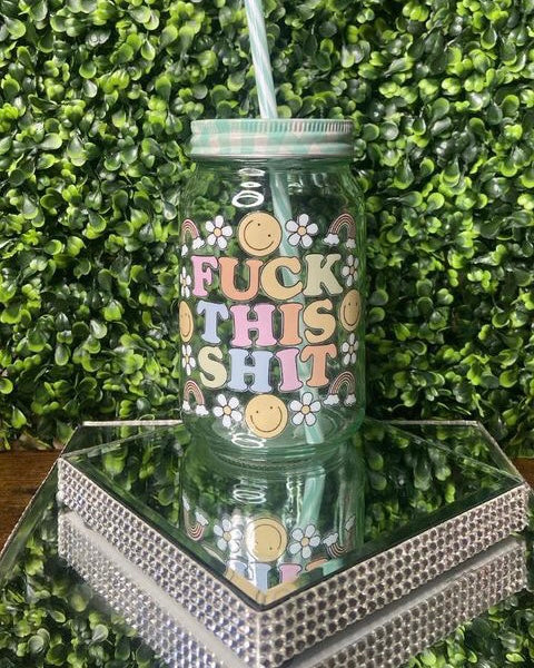 "Fuck This Shit" Blue Glass Tumbler
