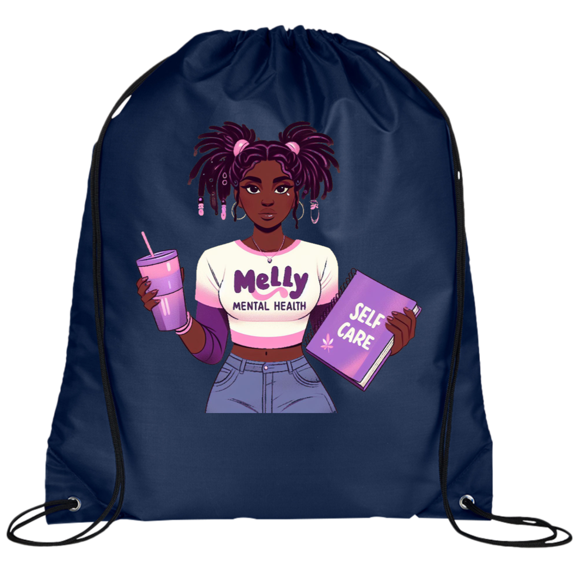 Melly Mental Health Drawstring Cinch Bag