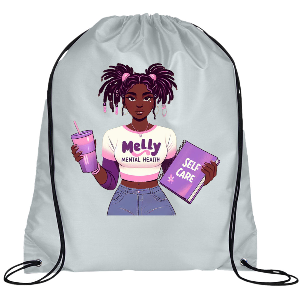 Melly Mental Health Drawstring Cinch Bag