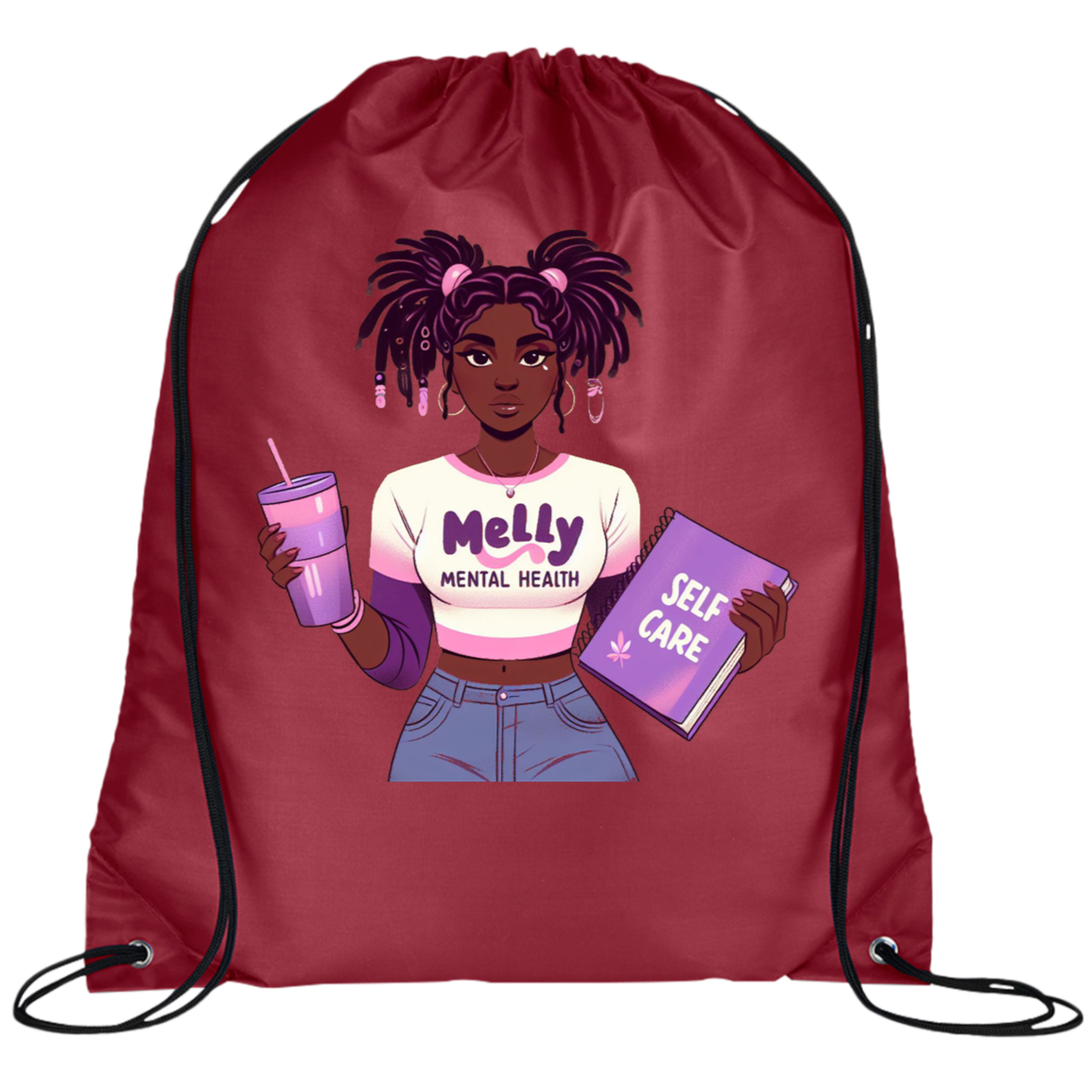 Melly Mental Health Drawstring Cinch Bag