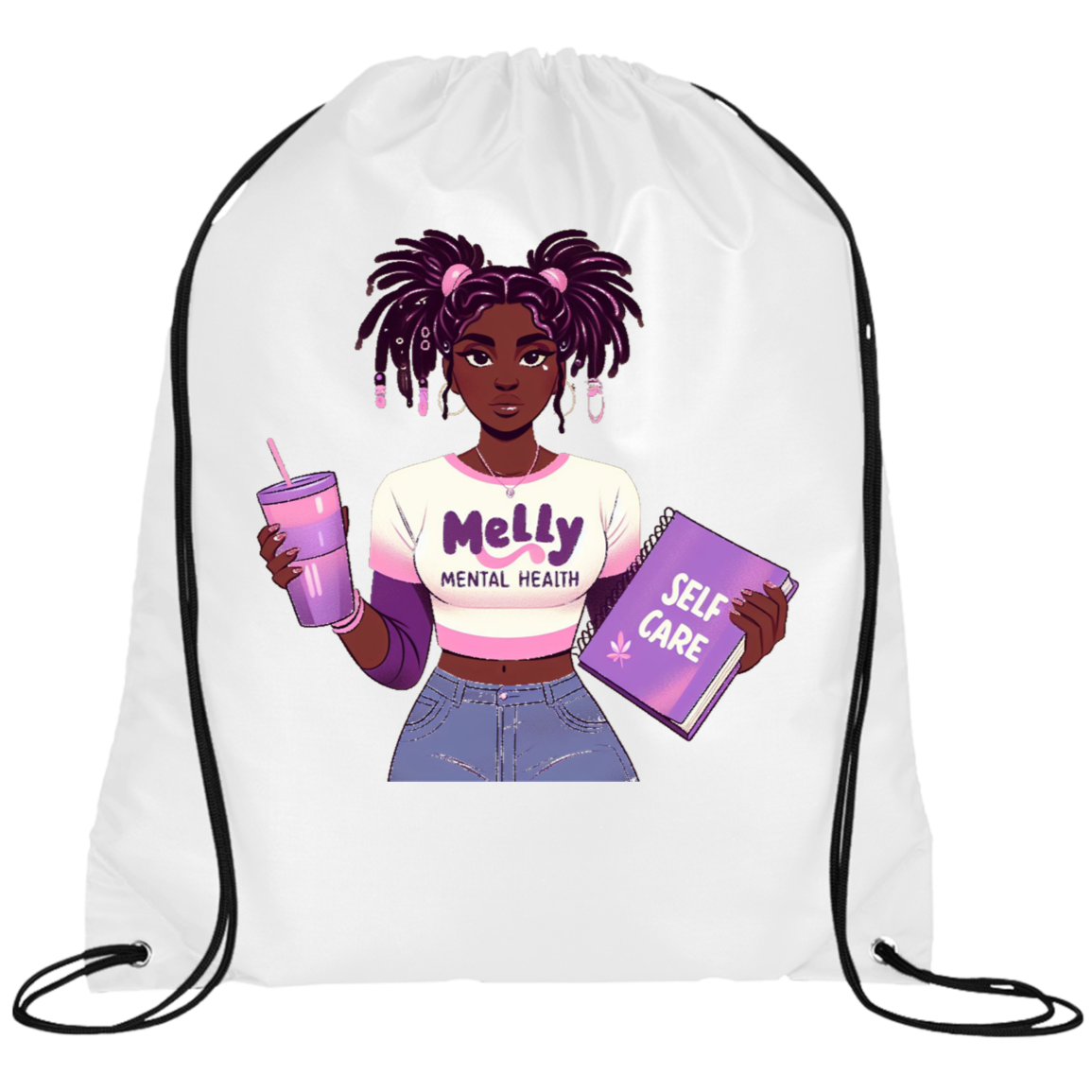 Melly Mental Health Drawstring Cinch Bag