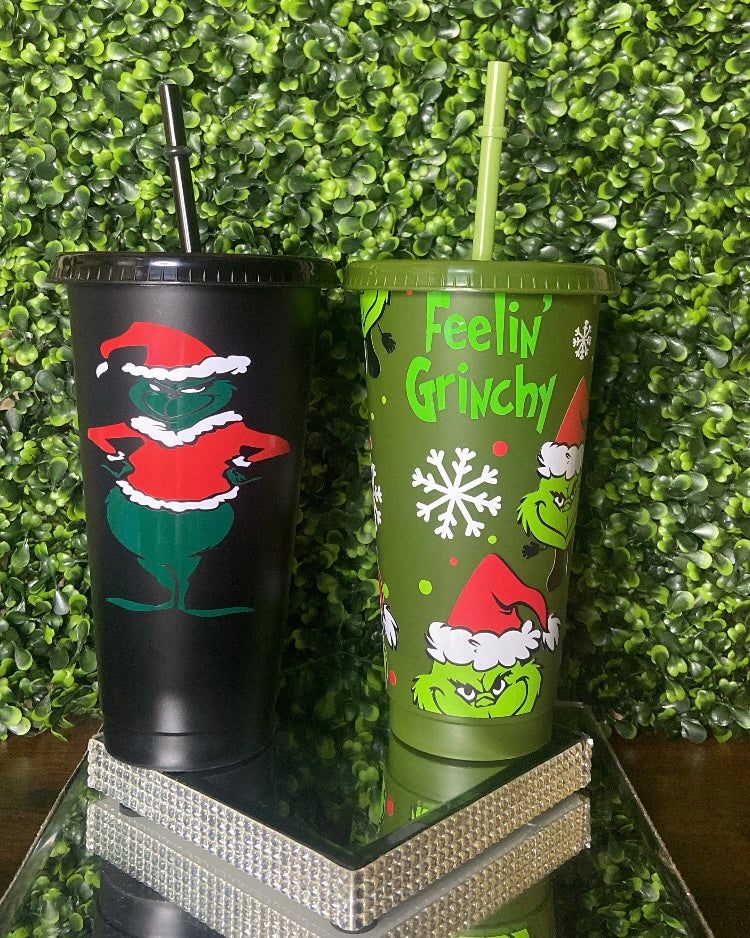 Christmas Grinchy Themed Tumblers