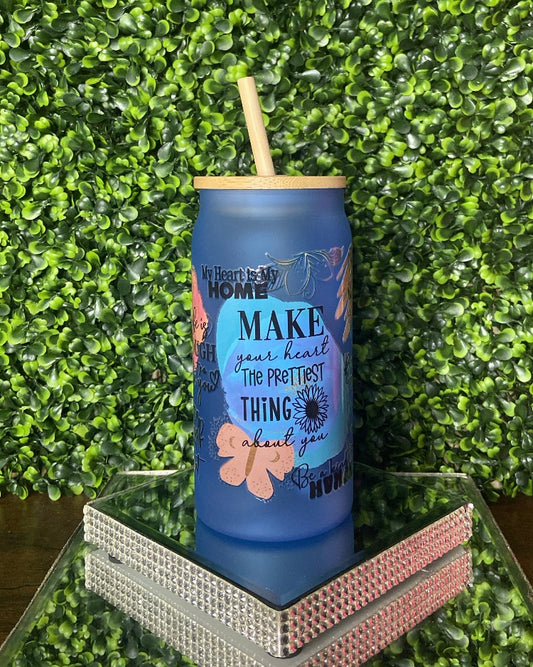 "Make Your Heart" Frosted Can Glass Tumbler