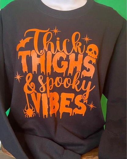 "Thick Thighs & Spooky Vibes" Crewneck Sweatshirt