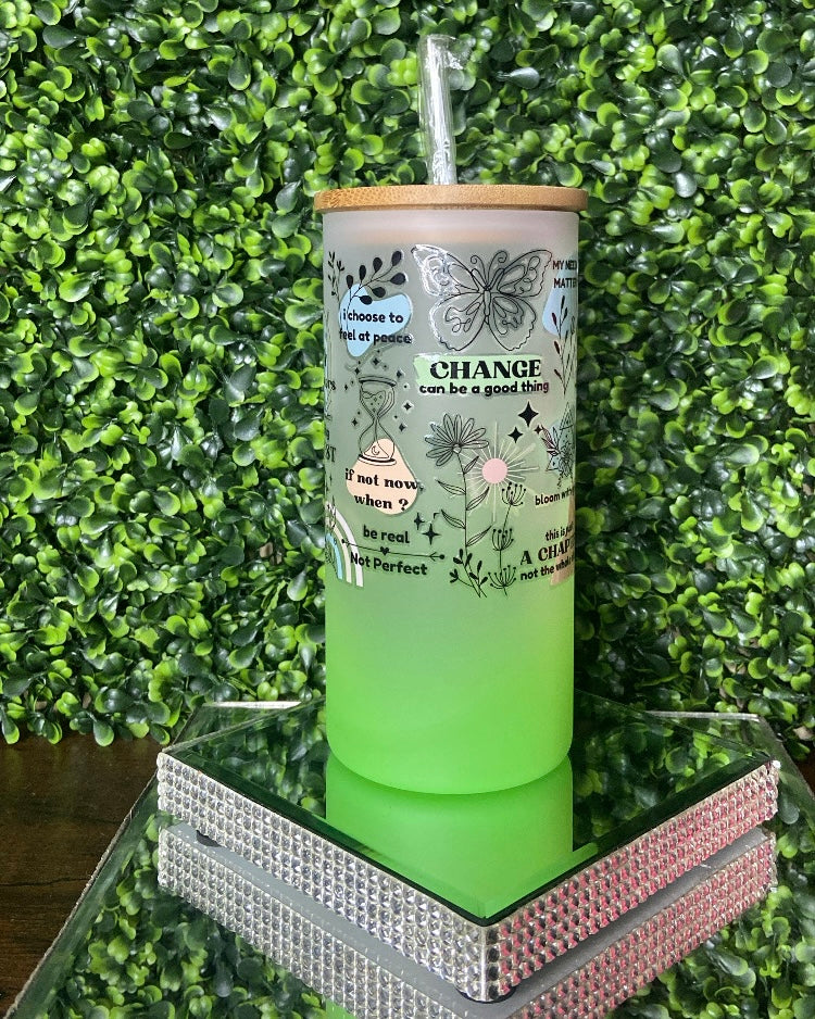 “Daily Reminders” Frosted Can Glass Tumbler