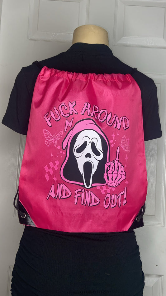 “Fuck Around and Find Out” Drawstring Backpack