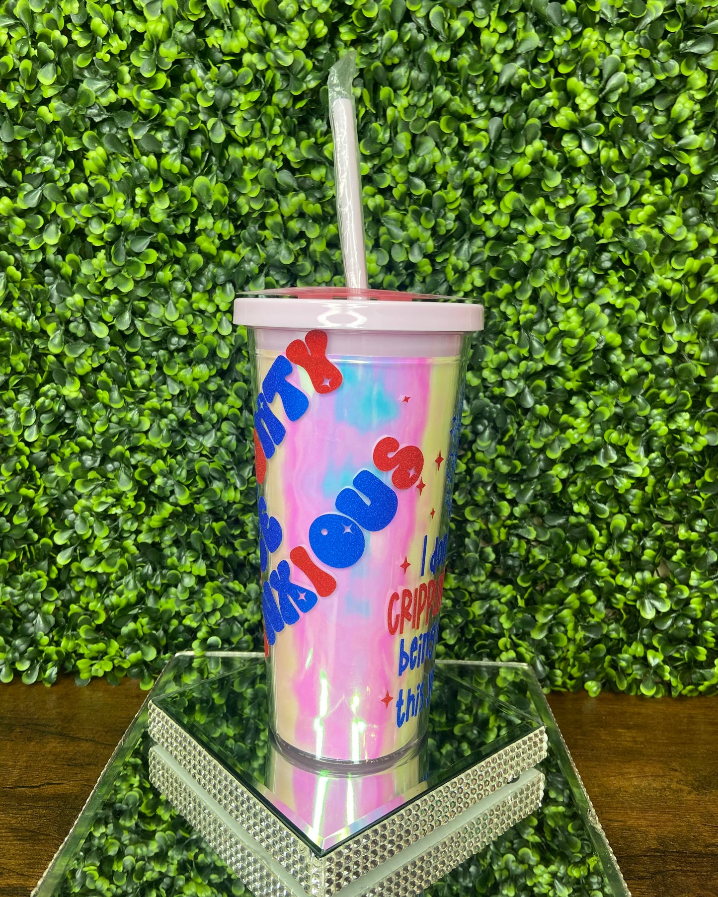 "Naughty Nice Anxious" Holographic Tumbler