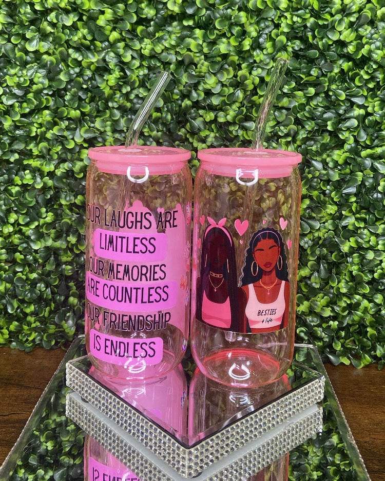 “Besties 4life” Glass Tumbler (Only 1 Left)