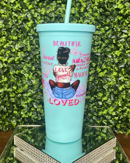“Love Yourself” Blue Tumbler