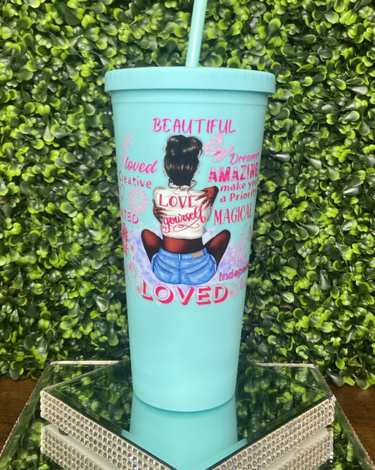 “Love Yourself” Blue Tumbler