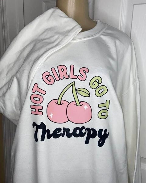 “Hot Girls Go To Therapy” Crewneck Sweatshirt